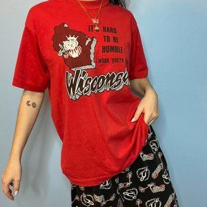 VINTAGE SCREEN STARS WISCONSIN BADGERS FOOTBALL GRAPHIC SINGLE STITCH TSHIRT